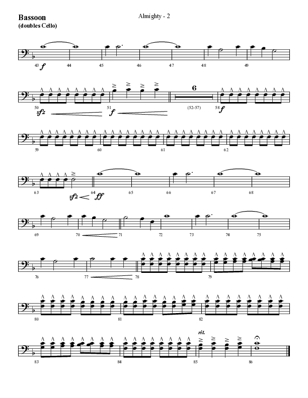 Almighty with Holy Holy Holy (Choral Anthem SATB) Bassoon (Lifeway Choral / Arr. Cliff Duren)