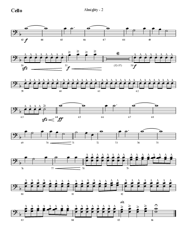 Almighty with Holy Holy Holy (Choral Anthem SATB) Cello (Lifeway Choral / Arr. Cliff Duren)