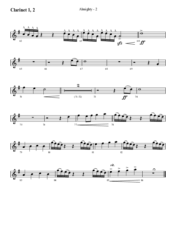 Almighty with Holy Holy Holy (Choral Anthem SATB) Clarinet 1/2 (Lifeway Choral / Arr. Cliff Duren)
