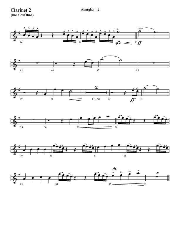 Almighty with Holy Holy Holy (Choral Anthem SATB) Clarinet (Lifeway Choral / Arr. Cliff Duren)