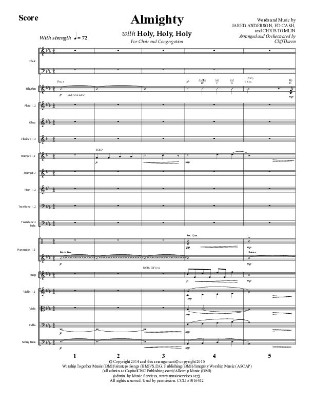 Almighty with Holy Holy Holy (Choral Anthem SATB) Orchestration (Lifeway Choral / Arr. Cliff Duren)