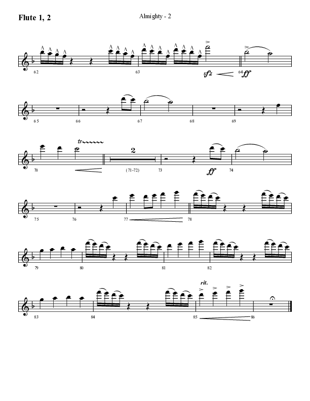 Almighty with Holy Holy Holy (Choral Anthem SATB) Flute 1/2 (Lifeway Choral / Arr. Cliff Duren)