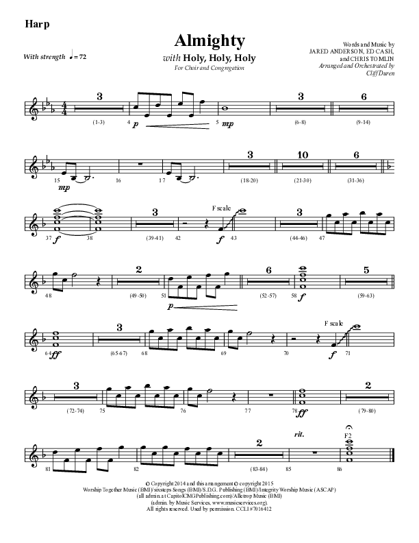 Almighty with Holy Holy Holy (Choral Anthem SATB) Harp (Lifeway Choral / Arr. Cliff Duren)
