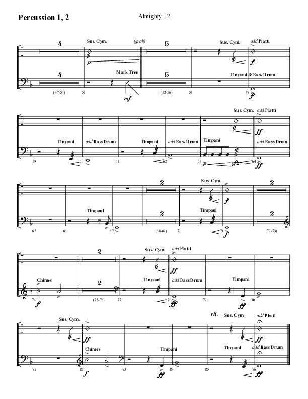 Almighty with Holy Holy Holy (Choral Anthem SATB) Percussion 1/2 (Lifeway Choral / Arr. Cliff Duren)