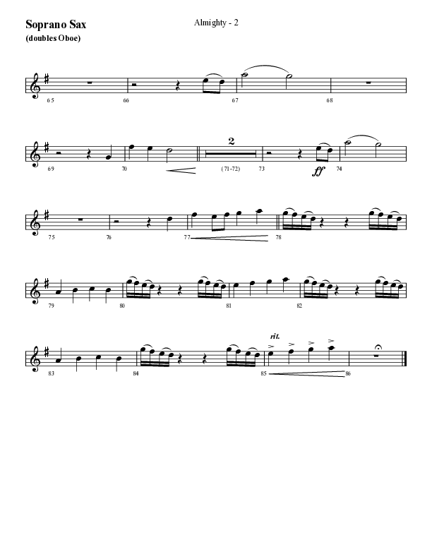 Almighty with Holy Holy Holy (Choral Anthem SATB) Soprano Sax (Lifeway Choral / Arr. Cliff Duren)