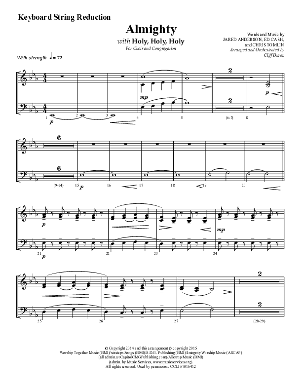 Almighty with Holy Holy Holy (Choral Anthem SATB) String Reduction (Lifeway Choral / Arr. Cliff Duren)