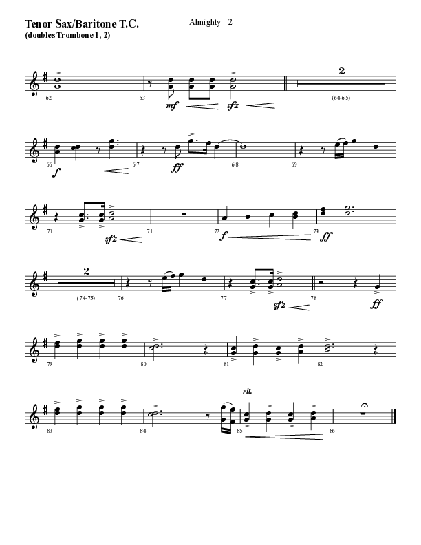 Almighty with Holy Holy Holy (Choral Anthem SATB) Tenor Sax/Baritone T.C. (Lifeway Choral / Arr. Cliff Duren)