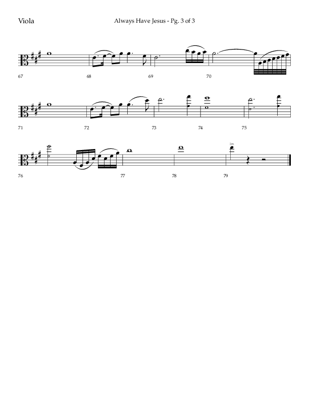 Always Have Jesus (Choral Anthem SATB) Viola (Lifeway Choral / Arr. Craig Adams / Arr. Ken Barker / Arr. Danny Zaloudik / Orch. Bill Wolaver)