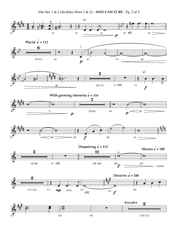 And Can It Be (Choral Anthem SATB) Alto Sax 1/2 (Lifeway Choral / Arr. Phillip Keveren)