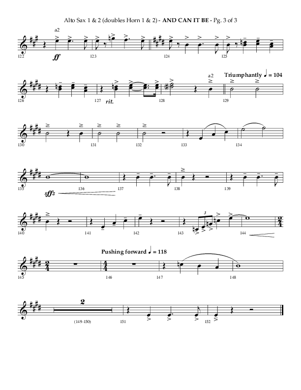 And Can It Be (Choral Anthem SATB) Alto Sax 1/2 (Lifeway Choral / Arr. Phillip Keveren)