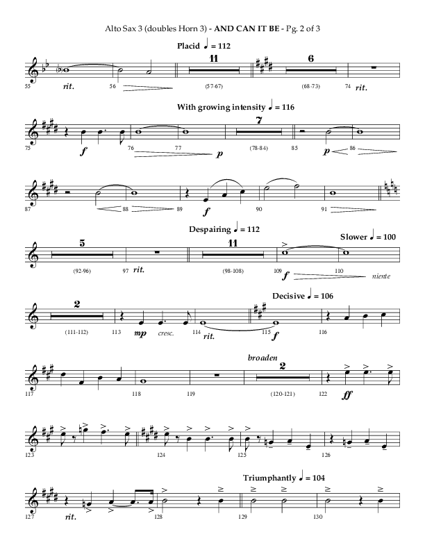 And Can It Be (Choral Anthem SATB) Alto Sax (Lifeway Choral / Arr. Phillip Keveren)