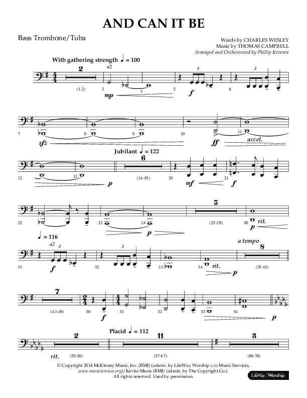 And Can It Be (Choral Anthem SATB) Orchestration (Lifeway Choral / Arr. Phillip Keveren)