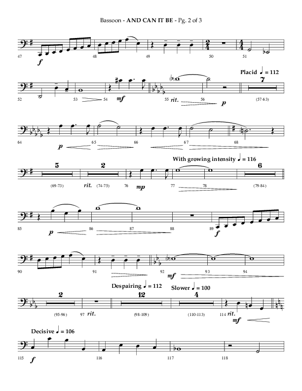And Can It Be (Choral Anthem SATB) Bassoon (Lifeway Choral / Arr. Phillip Keveren)