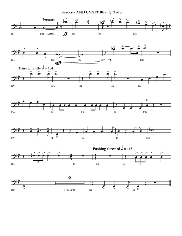 And Can It Be (Choral Anthem SATB) Bassoon (Lifeway Choral / Arr. Phillip Keveren)