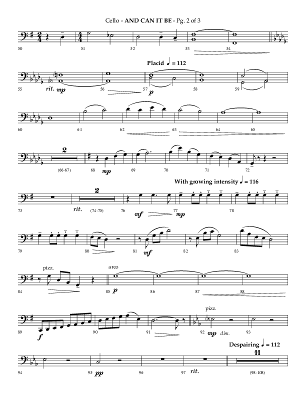 And Can It Be (Choral Anthem SATB) Cello (Lifeway Choral / Arr. Phillip Keveren)