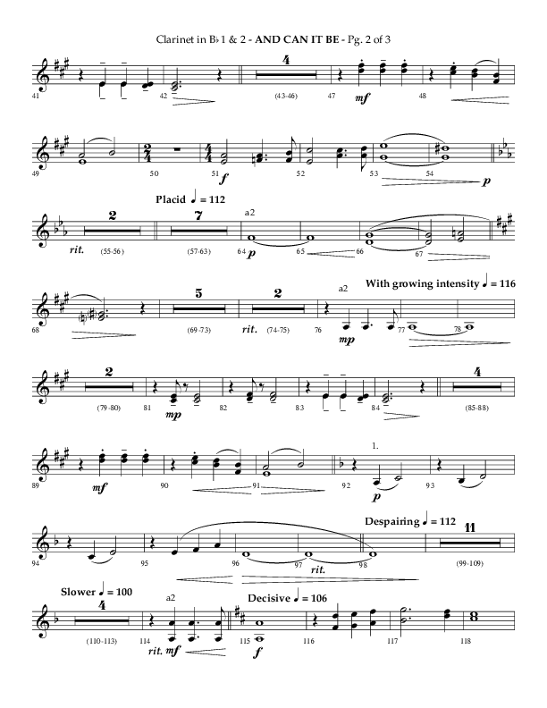And Can It Be (Choral Anthem SATB) Clarinet 1/2 (Lifeway Choral / Arr. Phillip Keveren)