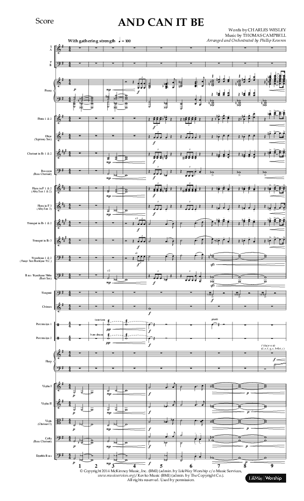 And Can It Be (Choral Anthem SATB) Conductor's Score (Lifeway Choral / Arr. Phillip Keveren)