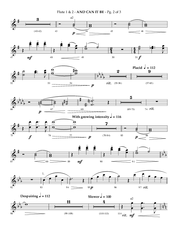And Can It Be (Choral Anthem SATB) Flute 1/2 (Lifeway Choral / Arr. Phillip Keveren)