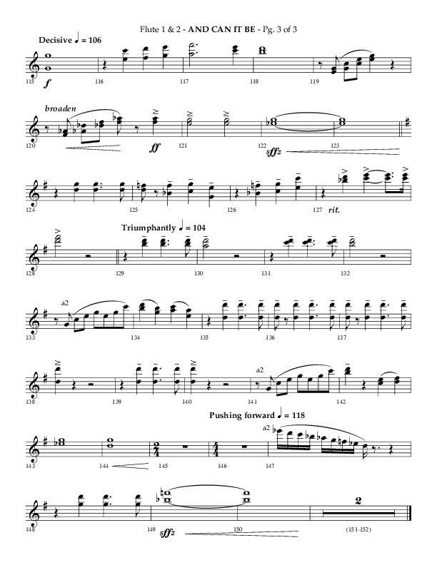 And Can It Be (Choral Anthem SATB) Flute 1/2 (Lifeway Choral / Arr. Phillip Keveren)