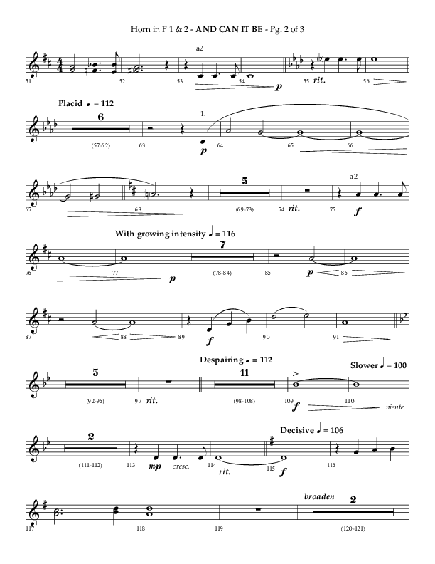 And Can It Be (Choral Anthem SATB) French Horn 1/2 (Lifeway Choral / Arr. Phillip Keveren)