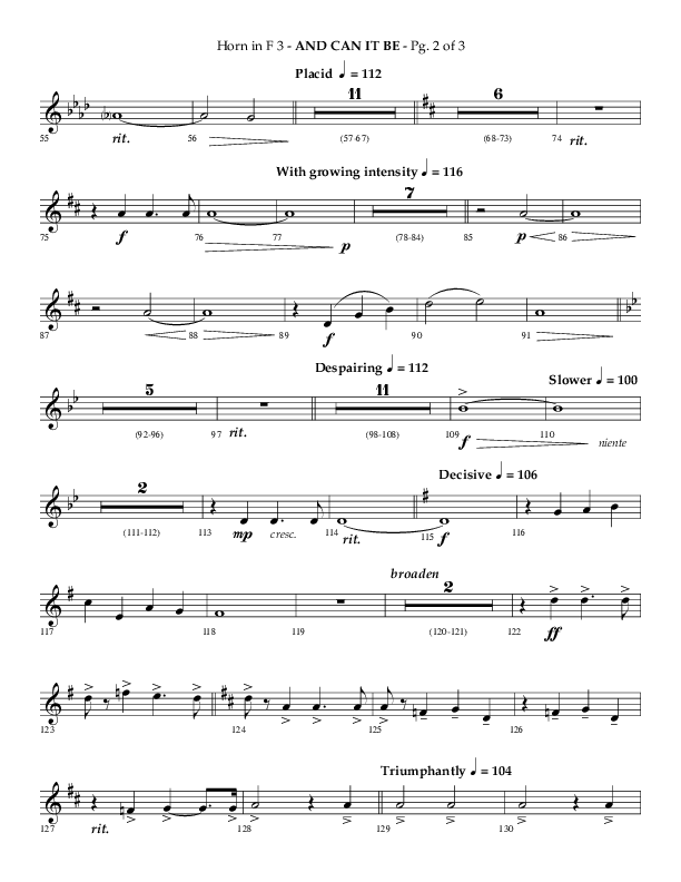 And Can It Be (Choral Anthem SATB) French Horn 3 (Lifeway Choral / Arr. Phillip Keveren)