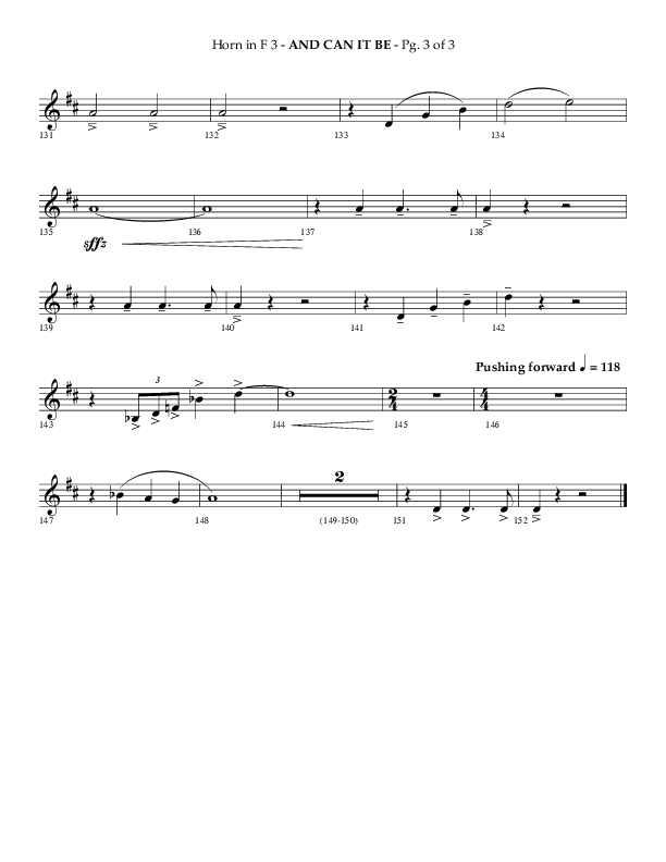 And Can It Be (Choral Anthem SATB) French Horn 3 (Lifeway Choral / Arr. Phillip Keveren)