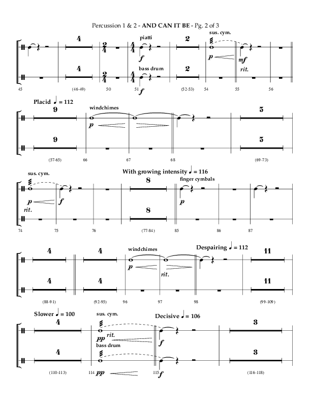 And Can It Be (Choral Anthem SATB) Percussion 1/2 (Lifeway Choral / Arr. Phillip Keveren)