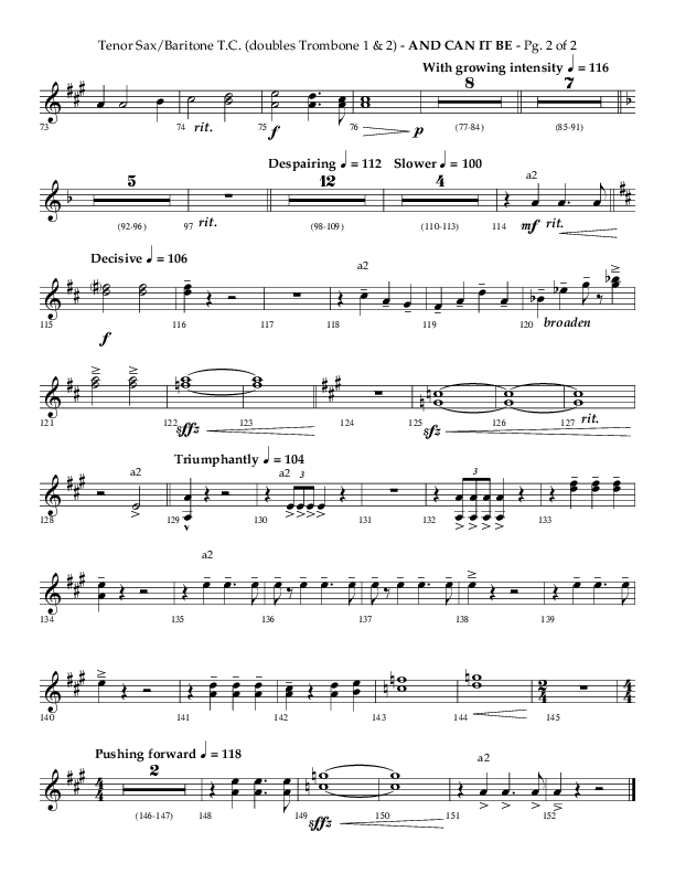 And Can It Be (Choral Anthem SATB) Tenor Sax/Baritone T.C. (Lifeway Choral / Arr. Phillip Keveren)
