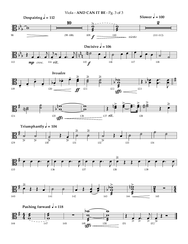 And Can It Be (Choral Anthem SATB) Viola (Lifeway Choral / Arr. Phillip Keveren)
