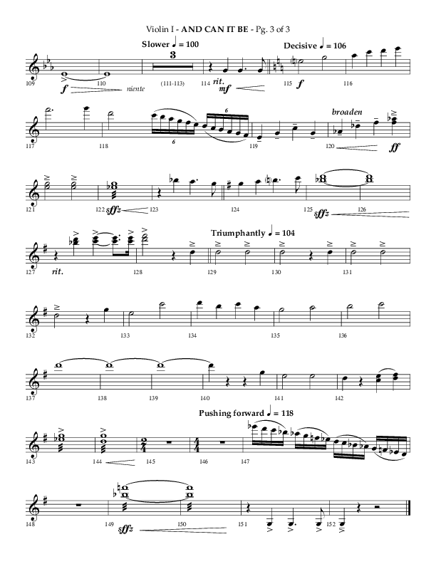 And Can It Be (Choral Anthem SATB) Violin 1 (Lifeway Choral / Arr. Phillip Keveren)
