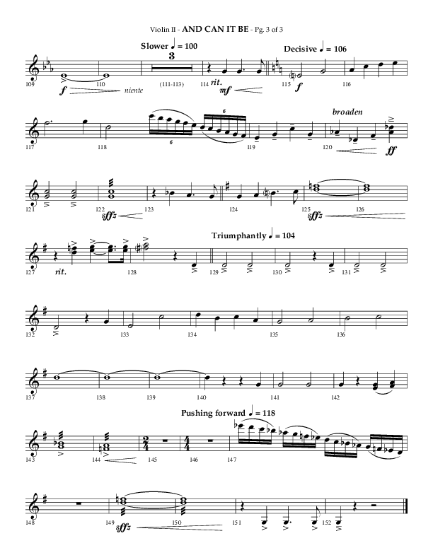 And Can It Be (Choral Anthem SATB) Violin 2 (Lifeway Choral / Arr. Phillip Keveren)