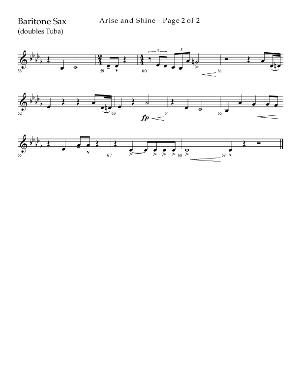 Arise And Shine (Choral Anthem SATB) Bari Sax (Lifeway Choral / Arr. Kirk Kirkland / Orch. Camp Kirkland)