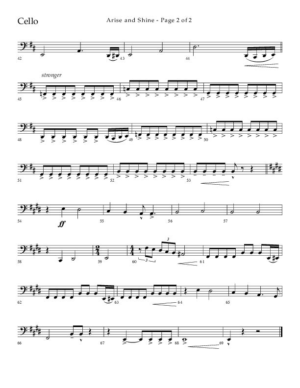 Arise And Shine (Choral Anthem SATB) Cello (Lifeway Choral / Arr. Kirk Kirkland / Orch. Camp Kirkland)