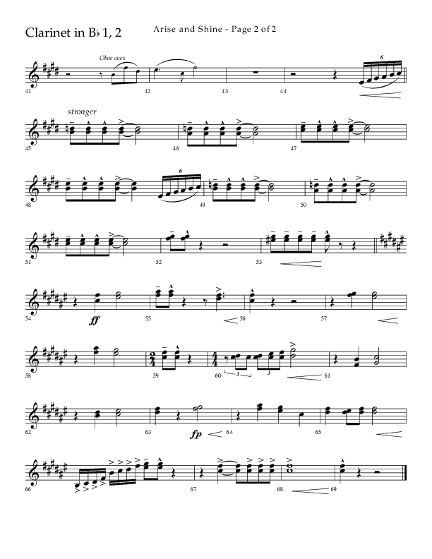 Arise And Shine (Choral Anthem SATB) Clarinet 1/2 (Lifeway Choral / Arr. Kirk Kirkland / Orch. Camp Kirkland)