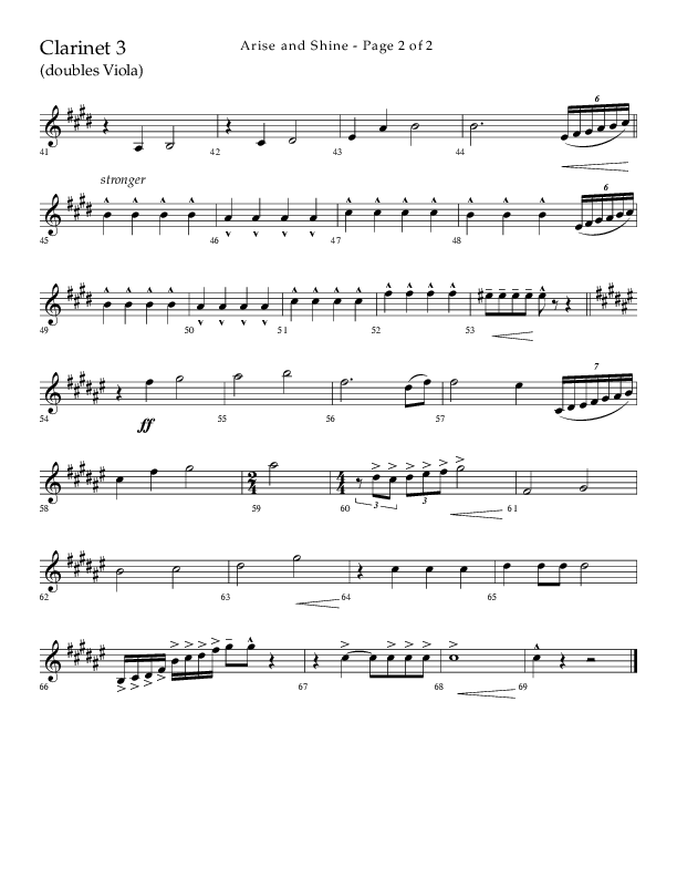 Arise And Shine (Choral Anthem SATB) Clarinet 3 (Lifeway Choral / Arr. Kirk Kirkland / Orch. Camp Kirkland)
