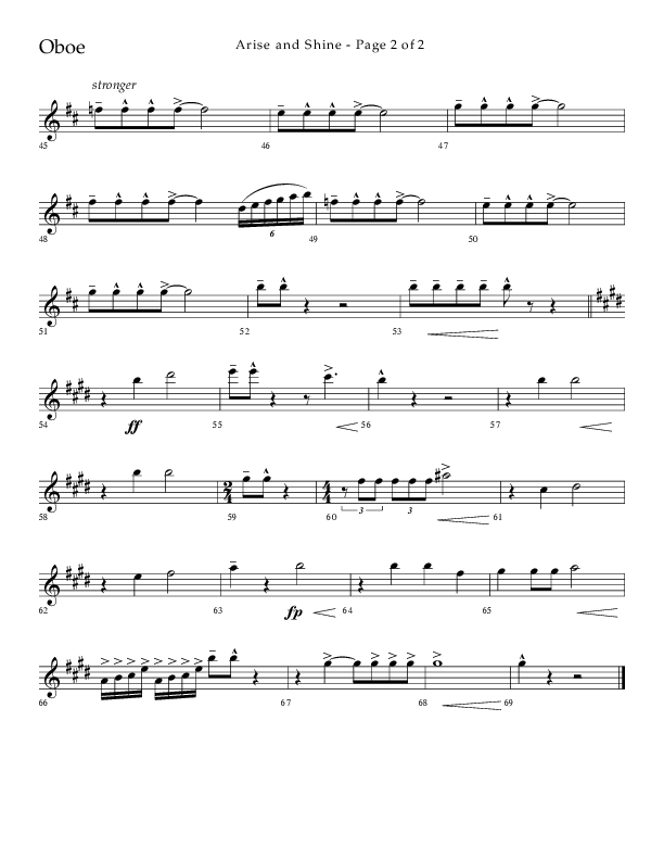 Arise And Shine (Choral Anthem SATB) Oboe (Lifeway Choral / Arr. Kirk Kirkland / Orch. Camp Kirkland)