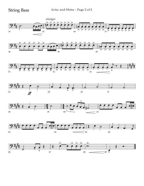 Arise And Shine (Choral Anthem SATB) String Bass (Lifeway Choral / Arr. Kirk Kirkland / Orch. Camp Kirkland)