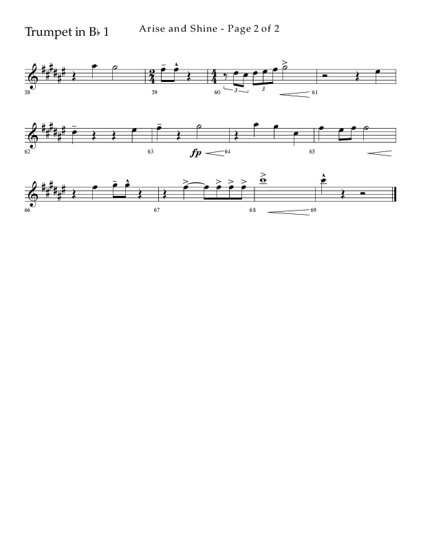 Arise And Shine (Choral Anthem SATB) Trumpet 1 (Lifeway Choral / Arr. Kirk Kirkland / Orch. Camp Kirkland)