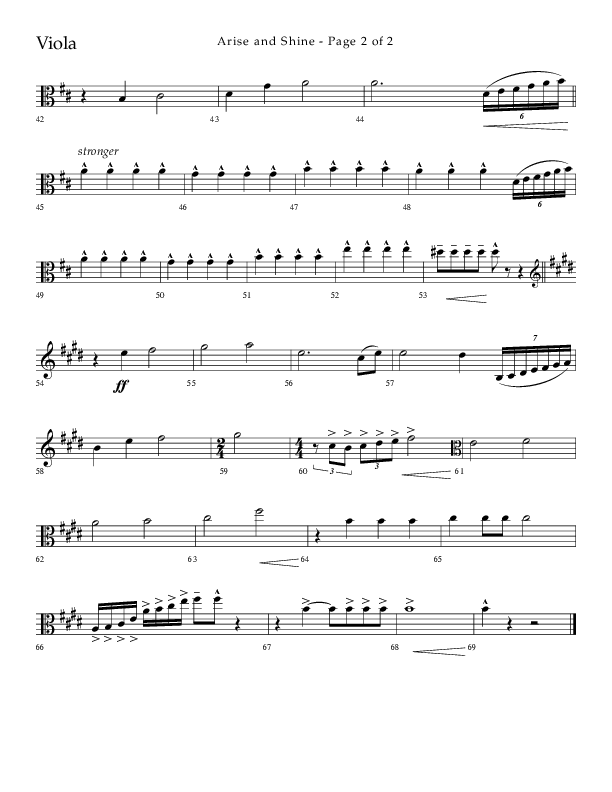 Arise And Shine (Choral Anthem SATB) Viola (Lifeway Choral / Arr. Kirk Kirkland / Orch. Camp Kirkland)