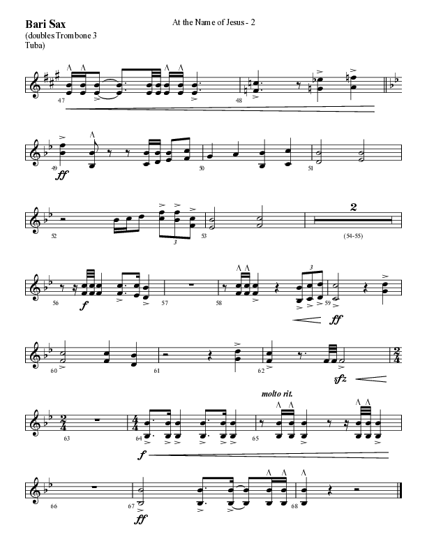At The Name Of Jesus (Choral Anthem SATB) Bari Sax (Lifeway Choral / Arr. Cliff Duren)