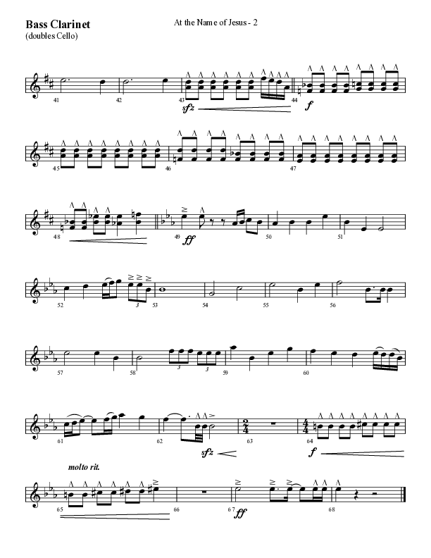 At The Name Of Jesus (Choral Anthem SATB) Bass Clarinet (Lifeway Choral / Arr. Cliff Duren)