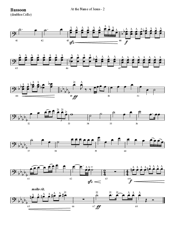 At The Name Of Jesus (Choral Anthem SATB) Bassoon (Lifeway Choral / Arr. Cliff Duren)