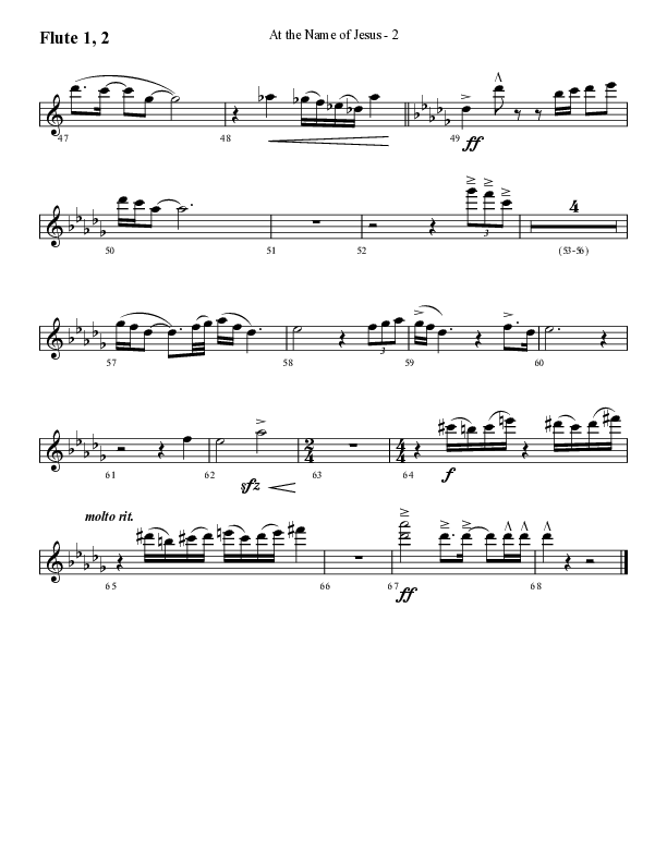 At The Name Of Jesus (Choral Anthem SATB) Flute 1/2 (Lifeway Choral / Arr. Cliff Duren)