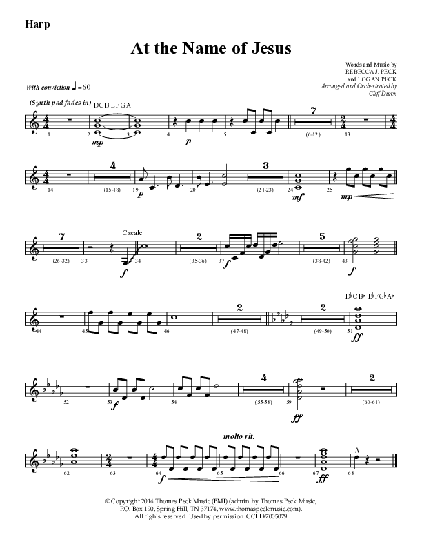 At The Name Of Jesus (Choral Anthem SATB) Harp (Lifeway Choral / Arr. Cliff Duren)