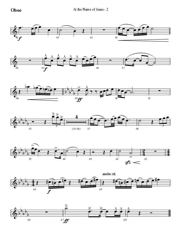 At The Name Of Jesus (Choral Anthem SATB) Oboe (Lifeway Choral / Arr. Cliff Duren)