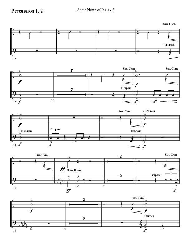 At The Name Of Jesus (Choral Anthem SATB) Percussion 1/2 (Lifeway Choral / Arr. Cliff Duren)