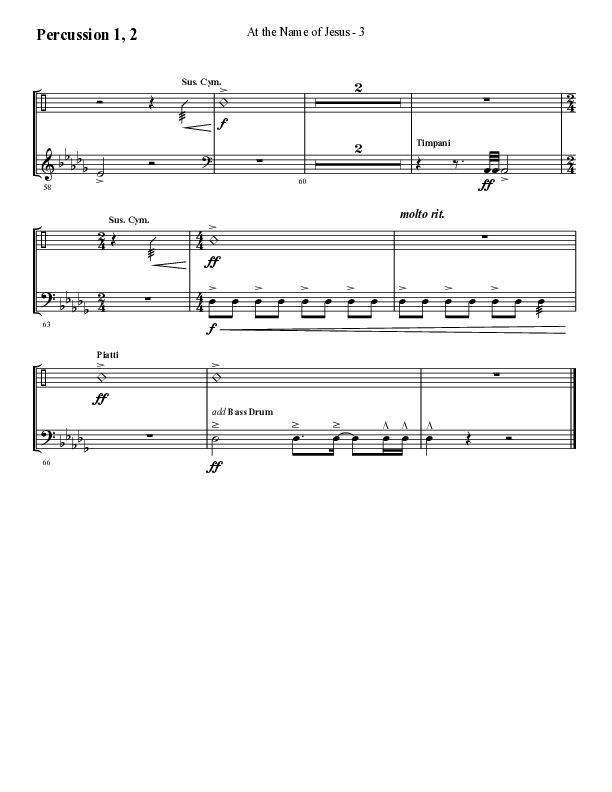 At The Name Of Jesus (Choral Anthem SATB) Percussion 1/2 (Lifeway Choral / Arr. Cliff Duren)