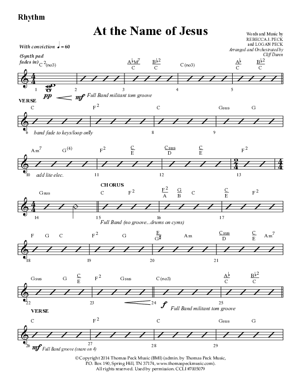 At The Name Of Jesus (Choral Anthem SATB) Lead Melody & Rhythm (Lifeway Choral / Arr. Cliff Duren)