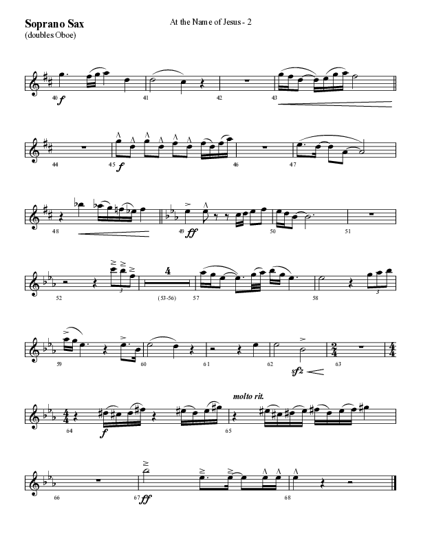 At The Name Of Jesus (Choral Anthem SATB) Soprano Sax (Lifeway Choral / Arr. Cliff Duren)