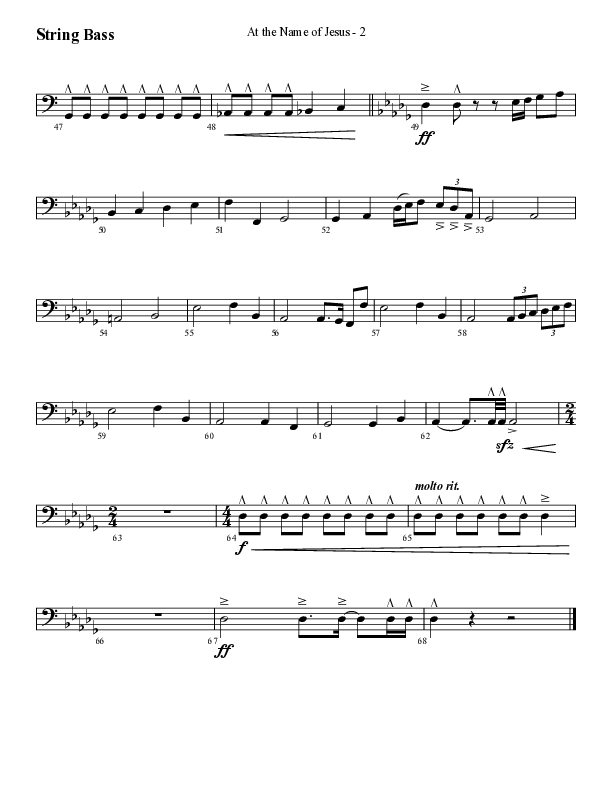 At The Name Of Jesus (Choral Anthem SATB) String Bass (Lifeway Choral / Arr. Cliff Duren)